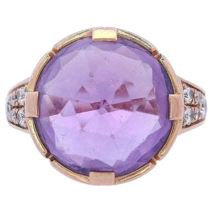 Bvlgari Parentesi Cocktail Ring in 18kt Gold with Amethyst and Diamonds For Sale