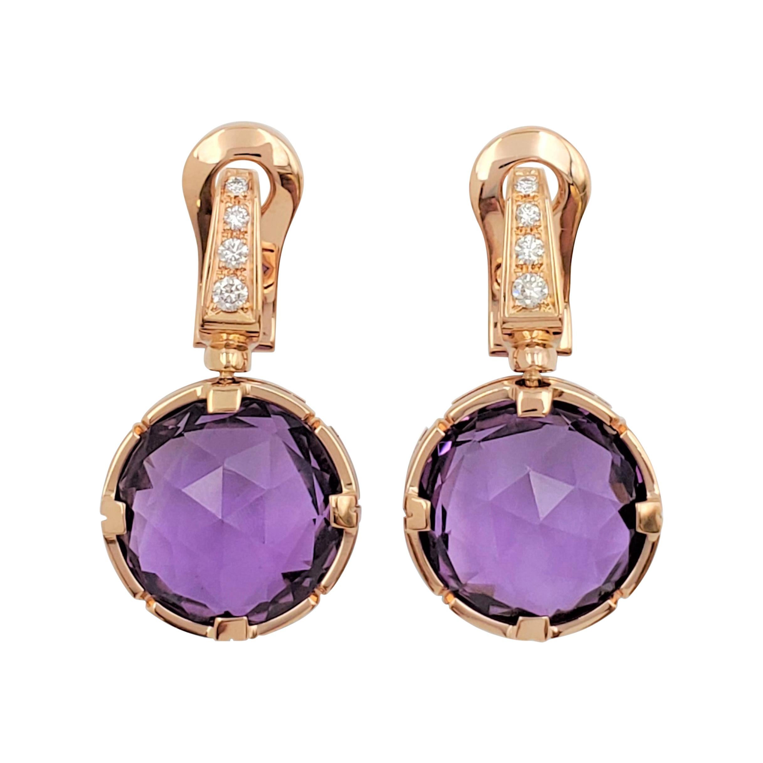 Bvlgari 'Parentesi Cocktail' Rose Gold Amethyst and Diamond Earrings