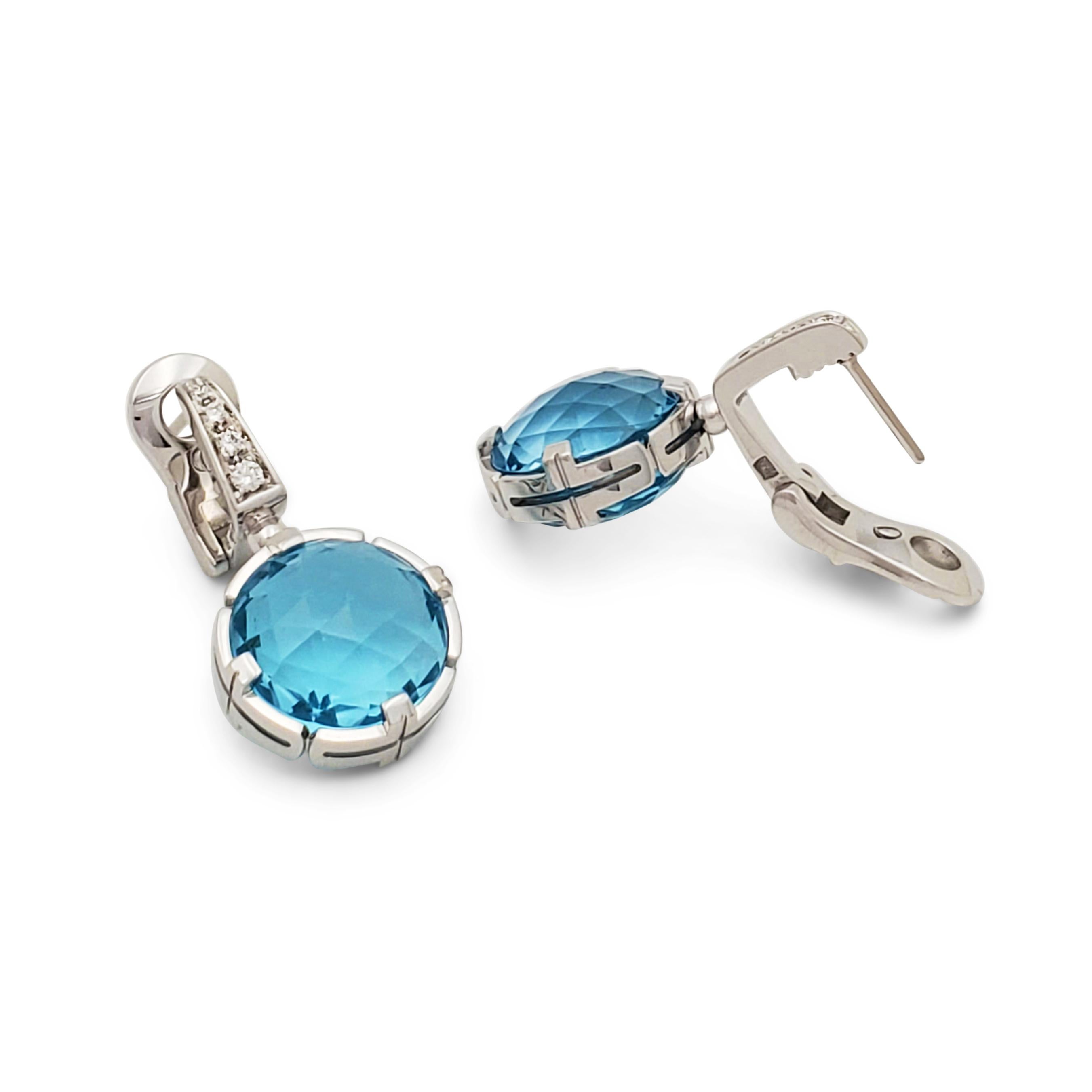 Bvlgari 'Parentesi Cocktail' White Gold Blue Topaz and Diamond Earrings In Excellent Condition In New York, NY