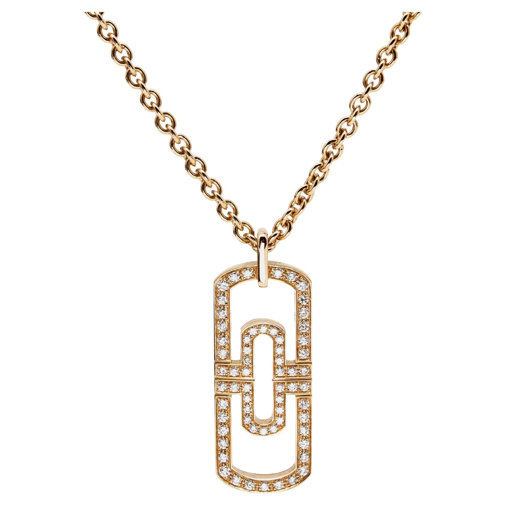 Bvlgari Parentesi Diamond 18k Rose Gold Pendant Necklace