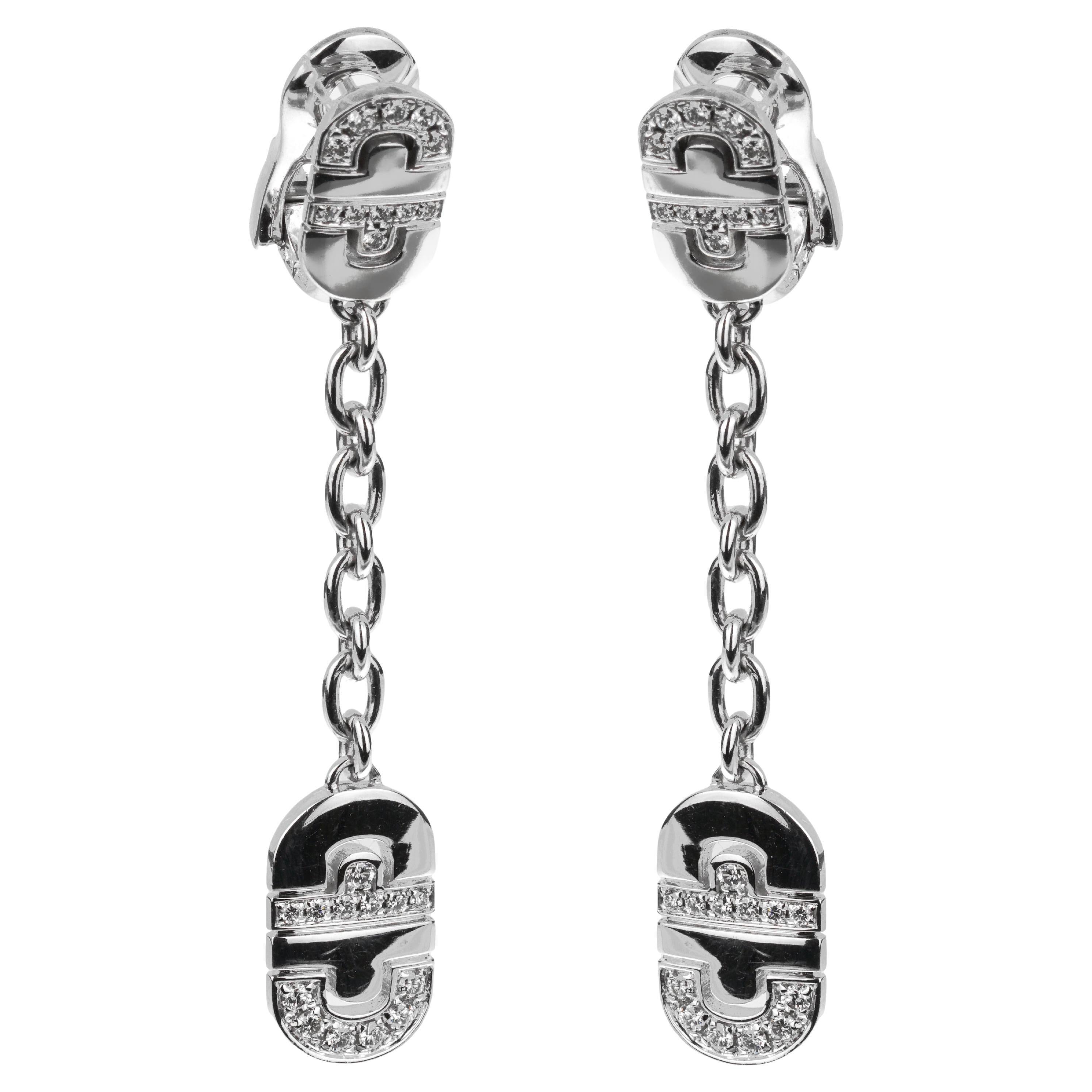 Bvlgari Parentesi Diamond 18k White Gold Drop Earrings