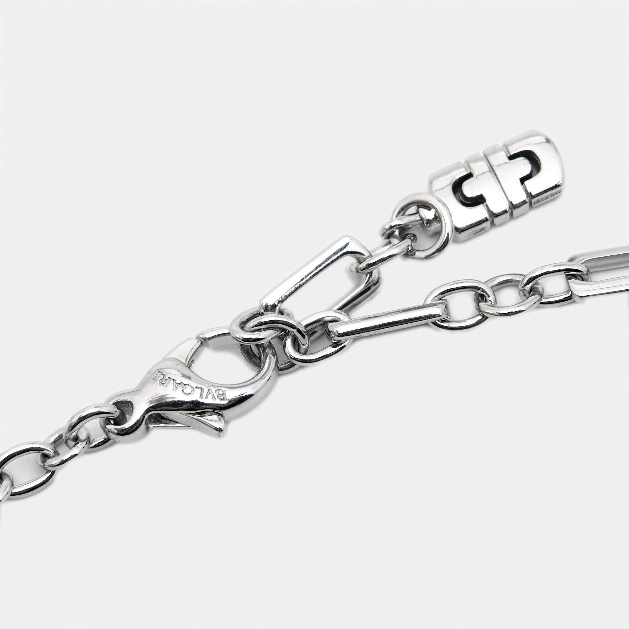 Contemporary Bvlgari Parentesi Diamond 18k White Gold Necklace For Sale