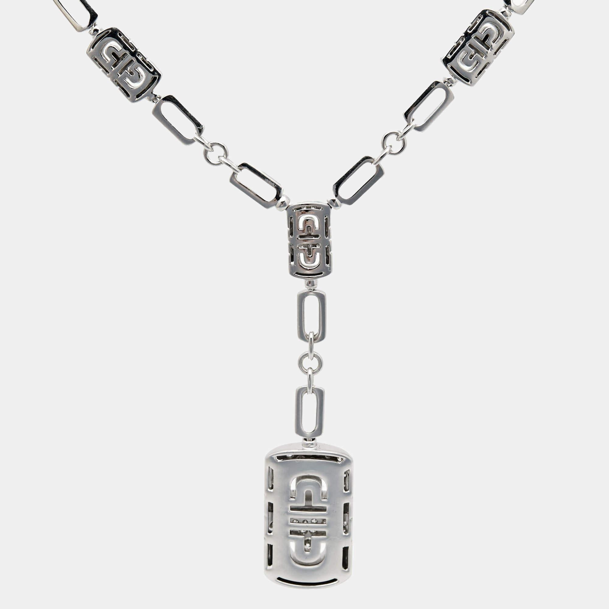 Women's Bvlgari Parentesi Diamond 18k White Gold Necklace For Sale