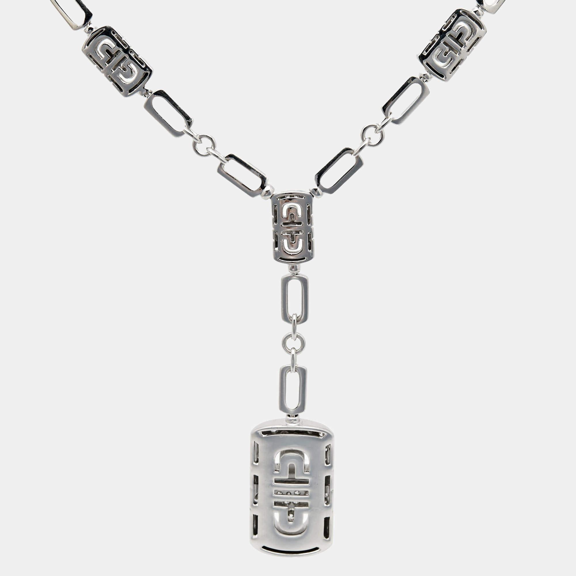 Bvlgari Parentesi Diamond 18k White Gold Necklace For Sale 2
