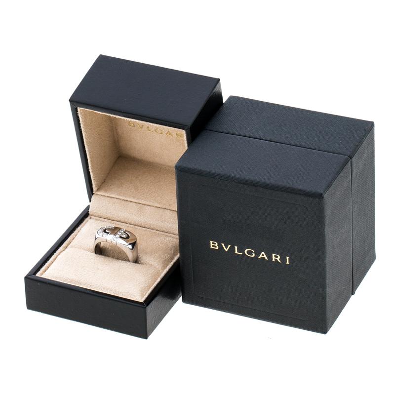 Bvlgari Parentesi Diamond 18k White Gold Ring Size 52 3