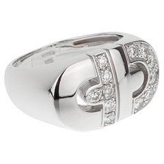 Bvlgari Parentesi Diamond 18k White Gold Ring Sz 4 1/2