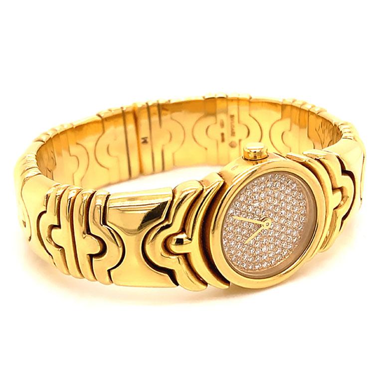 Moderne Bvlgari Parentesi Montre-bracelet Parentesi en or jaune 18 carats et diamants, réf. BJ01 en vente