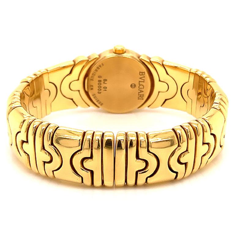 Round Cut Bvlgari Parentesi Diamond & 18K Yellow Gold Bracelet Watch, Ref BJ01 For Sale