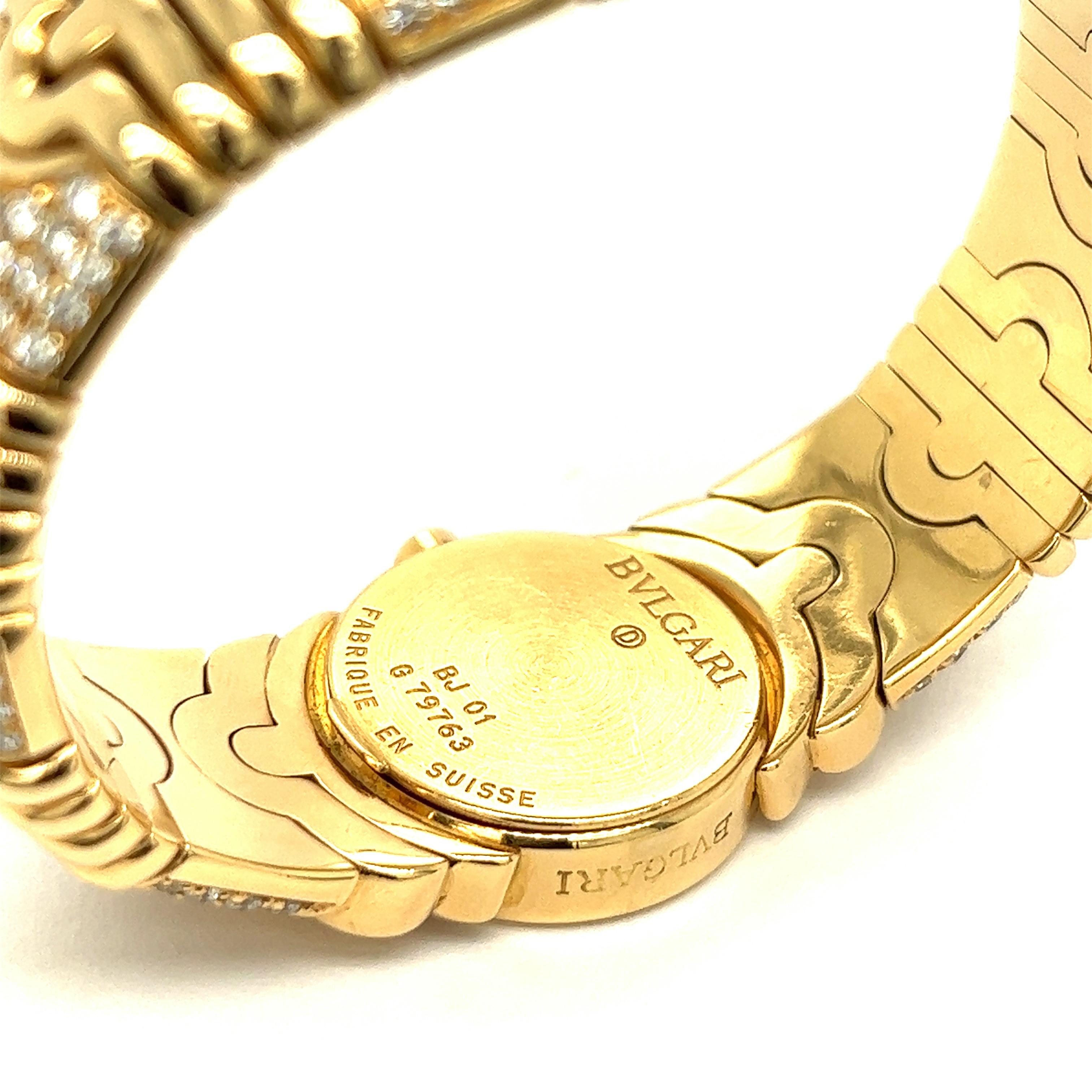 Bvlgari Parentesi Diamond 18k Yellow Gold Cuff Wristwatch 5