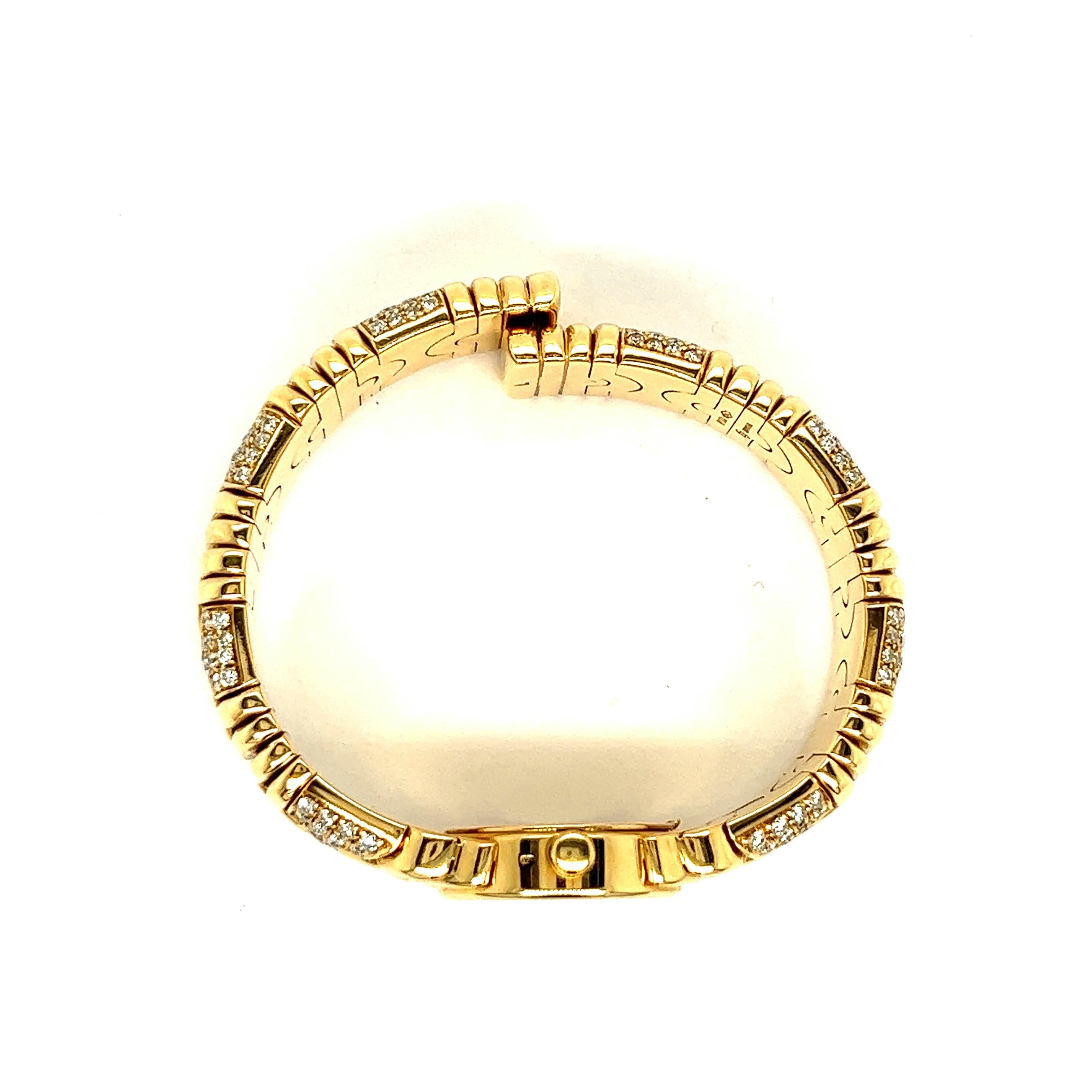 Bvlgari Parentesi Diamond 18k Yellow Gold Cuff Wristwatch 4
