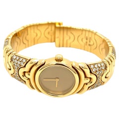Bvlgari Parentesi Diamond 18k Yellow Gold Cuff Wristwatch