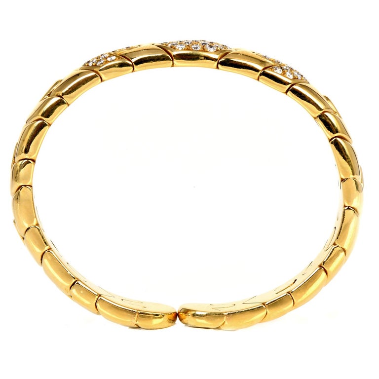 Bvlgari Parentesi Diamond 18K Yellow Gold Link Cuff Bangle Bracelet For ...