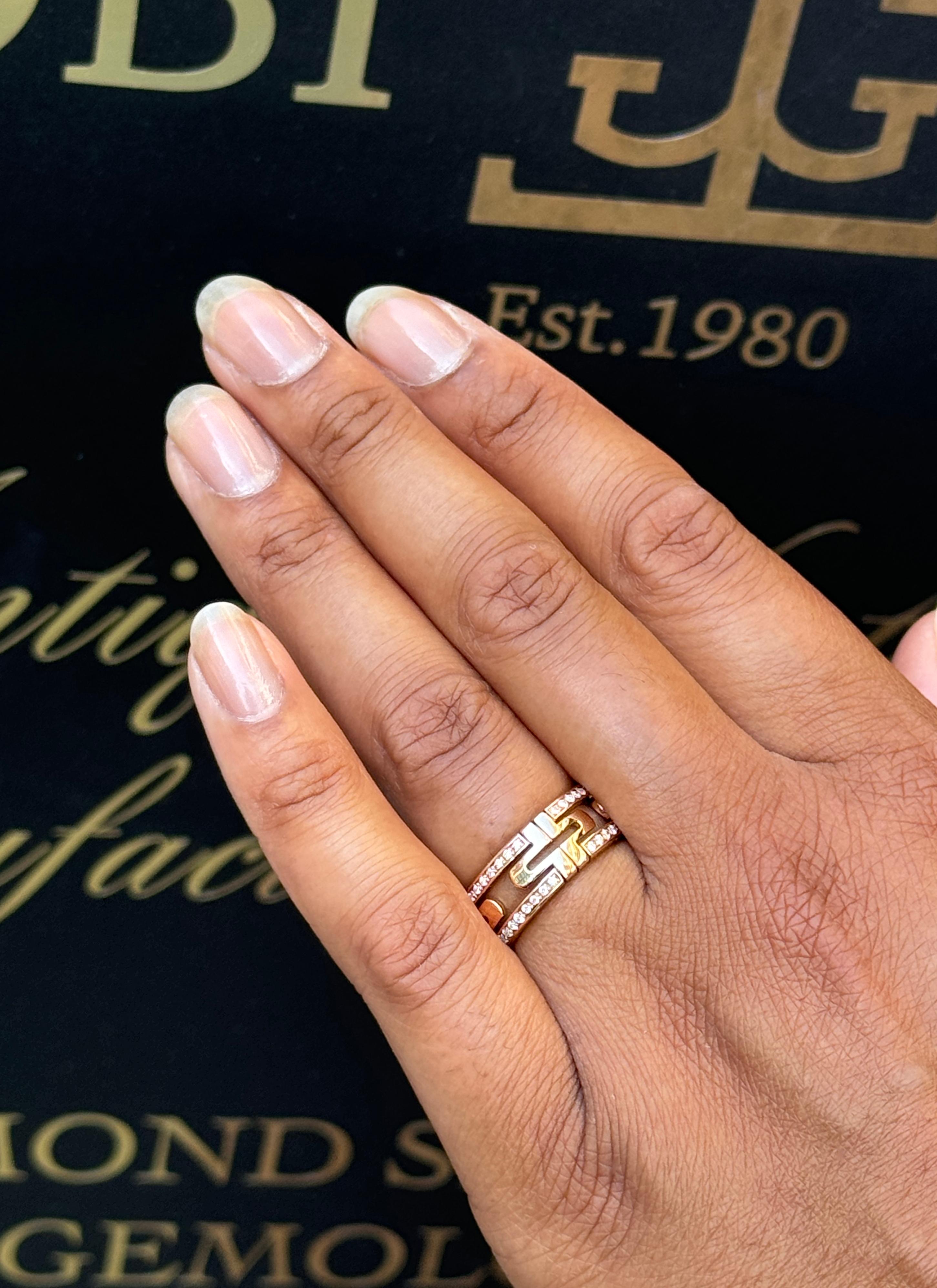 Modern Bvlgari Parentesi Diamond and 18 Carat Rose Gold Open Work Band Ring For Sale