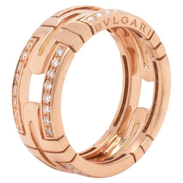 Bvlgari Parentesi Diamond and 18 Carat Rose Gold Open Work Band Ring