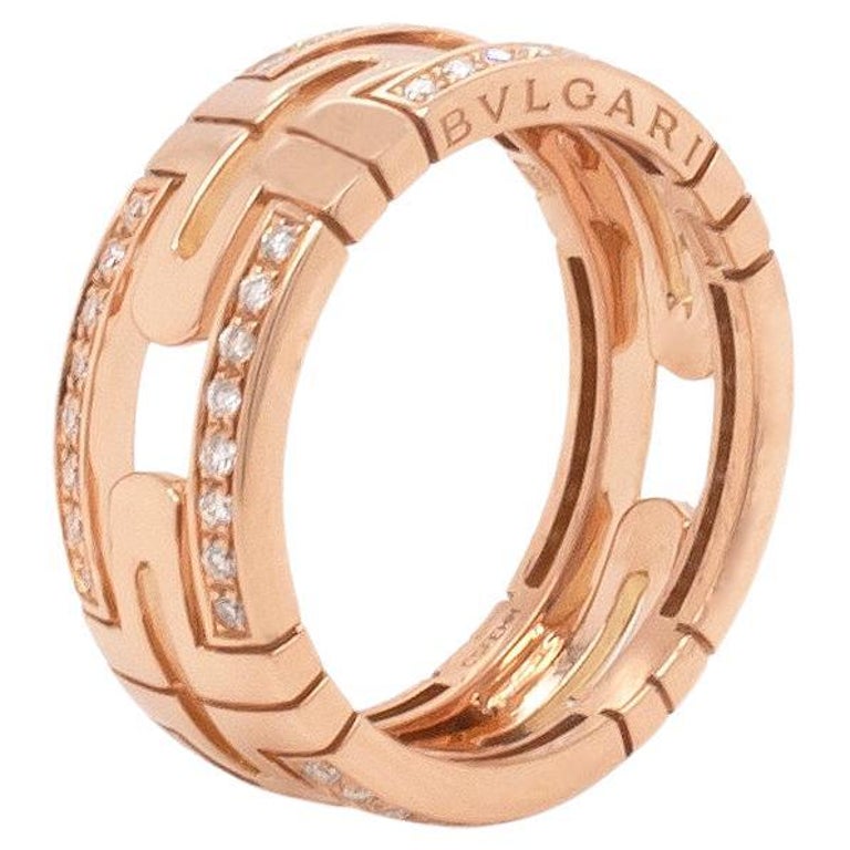 Bvlgari Parentesi Diamond and 18 Carat Rose Gold Open Work Band