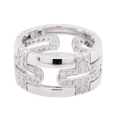Bvlgari Parentesi Diamond and 18 Carat White Gold Open Work Wide Band Ring