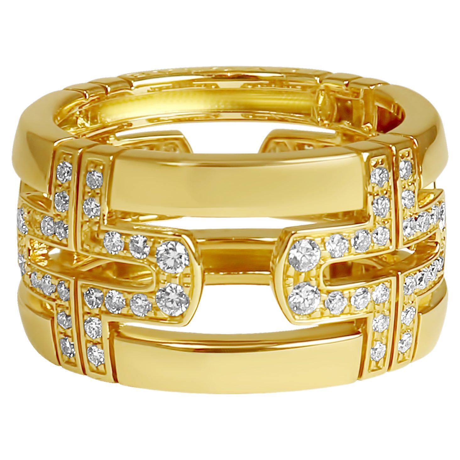 Bvlgari 'Parentesi' Diamond and Yellow Gold Wide Band Ring