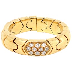 Bvlgari Parentesi Diamond Band Ring in 18 Karat Yellow Gold, circa 1980