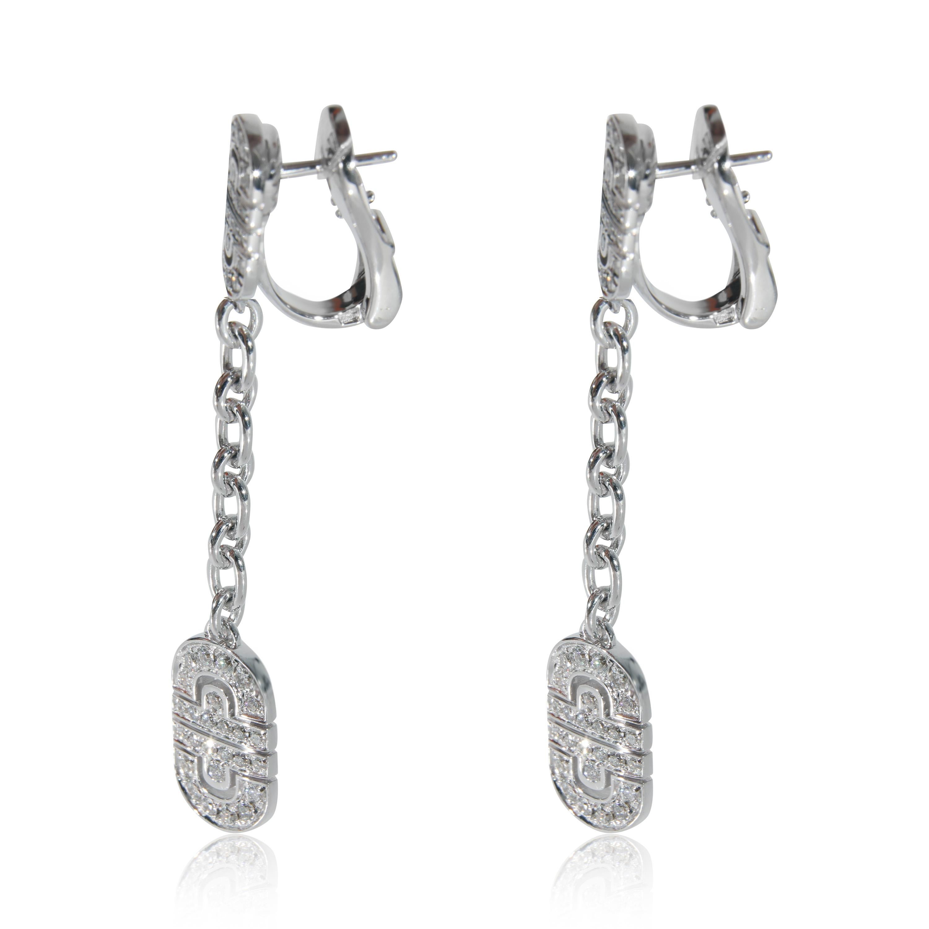 BVLGARI Parentesi Diamond Earrings in 18k White Gold 1.15 CTW In Excellent Condition For Sale In New York, NY