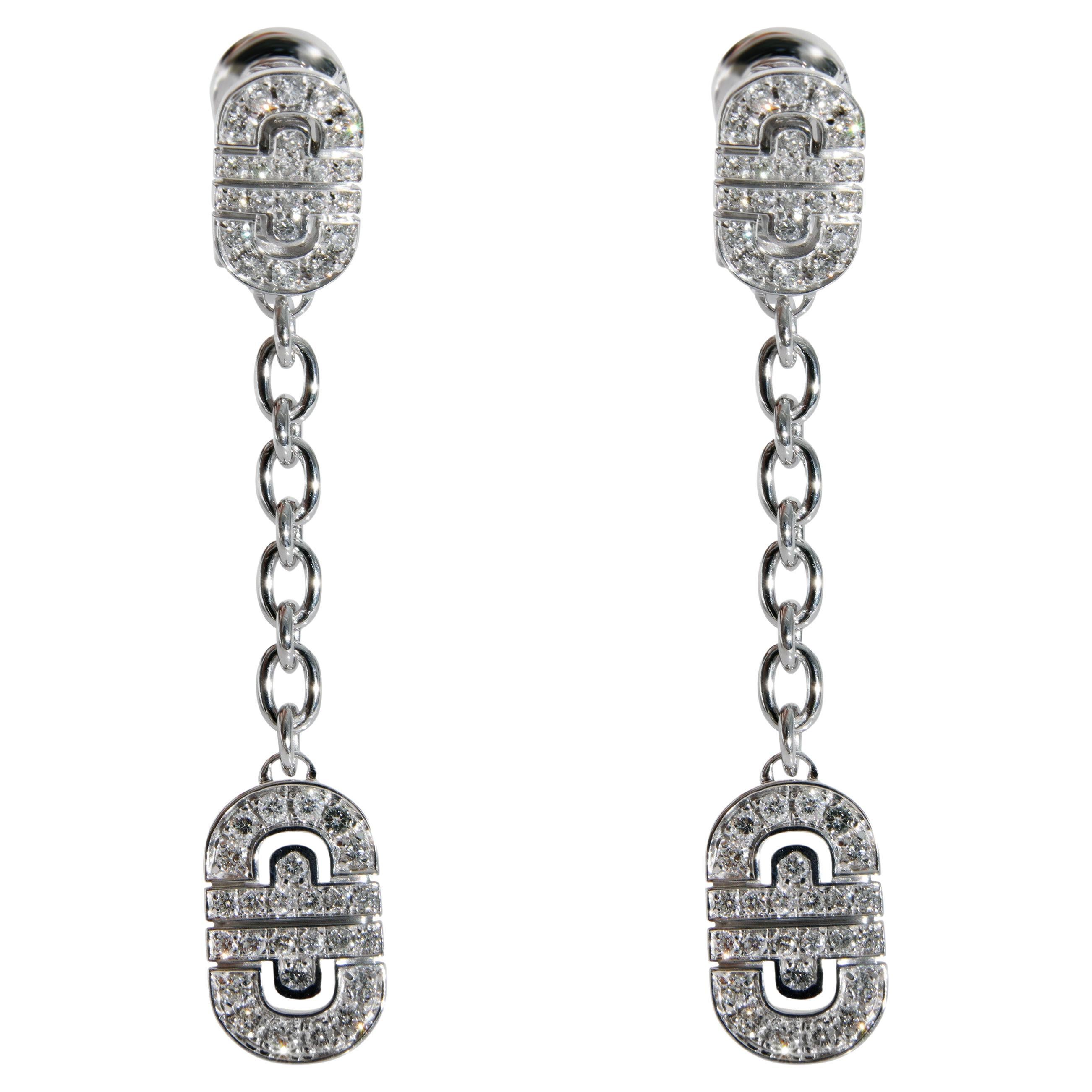 BVLGARI Parentesi Diamond Earrings in 18k White Gold 1.15 CTW For Sale