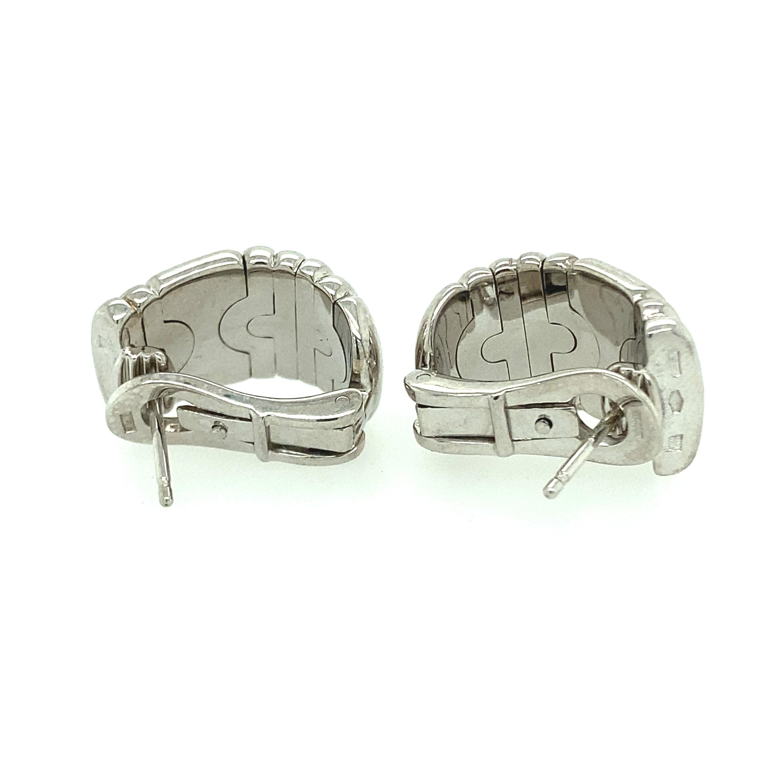 Bvlgari Parentesi Earrings in 18 Karat White Gold In Good Condition In Towson, MD