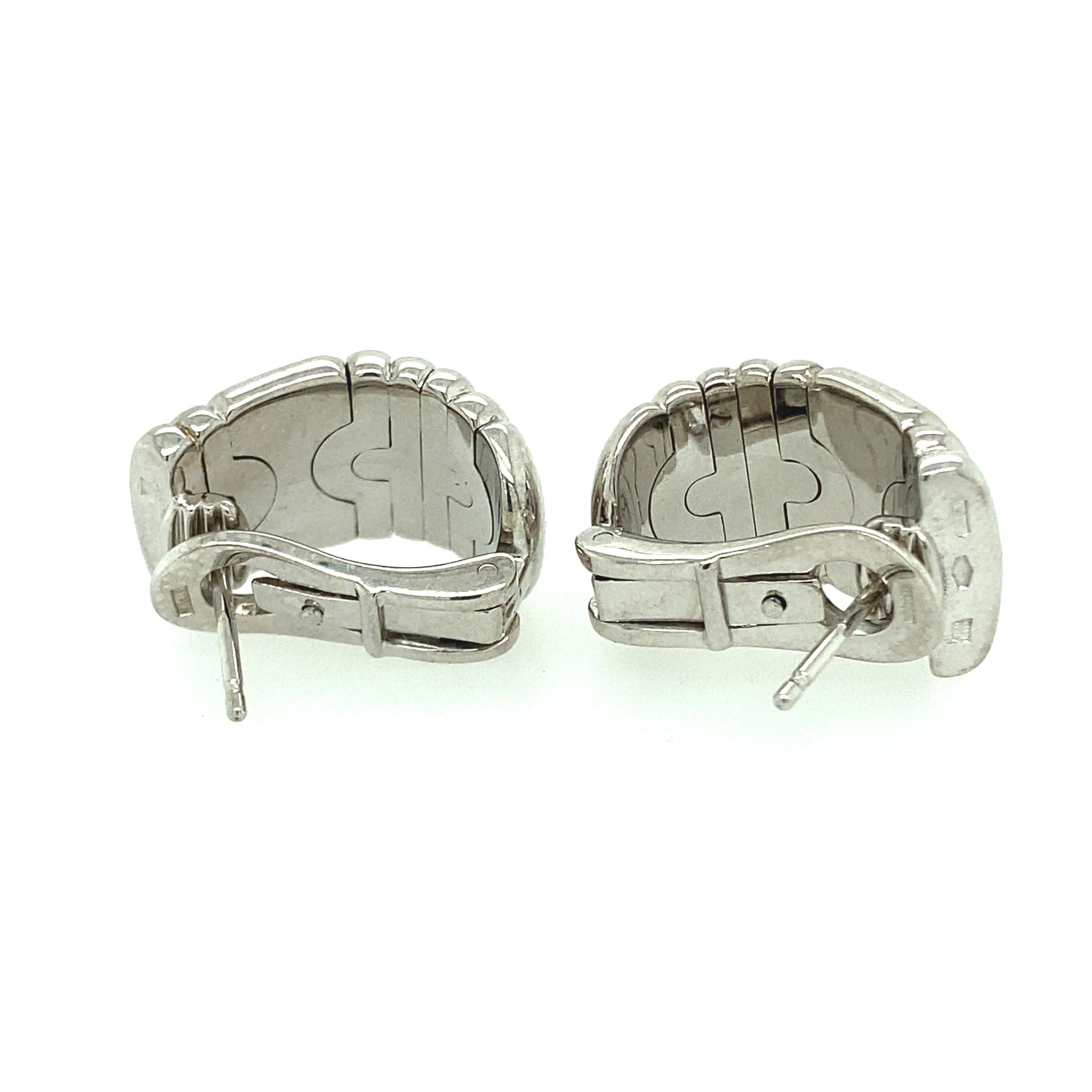 Modern Bvlgari Parentesi Earrings in 18 Karat White Gold