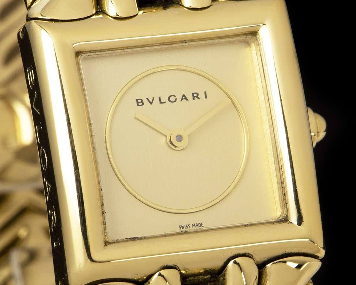 Bvlgari Parentesi Ladies Yellow Gold Champagne Dial BJ06 In Excellent Condition In London, GB