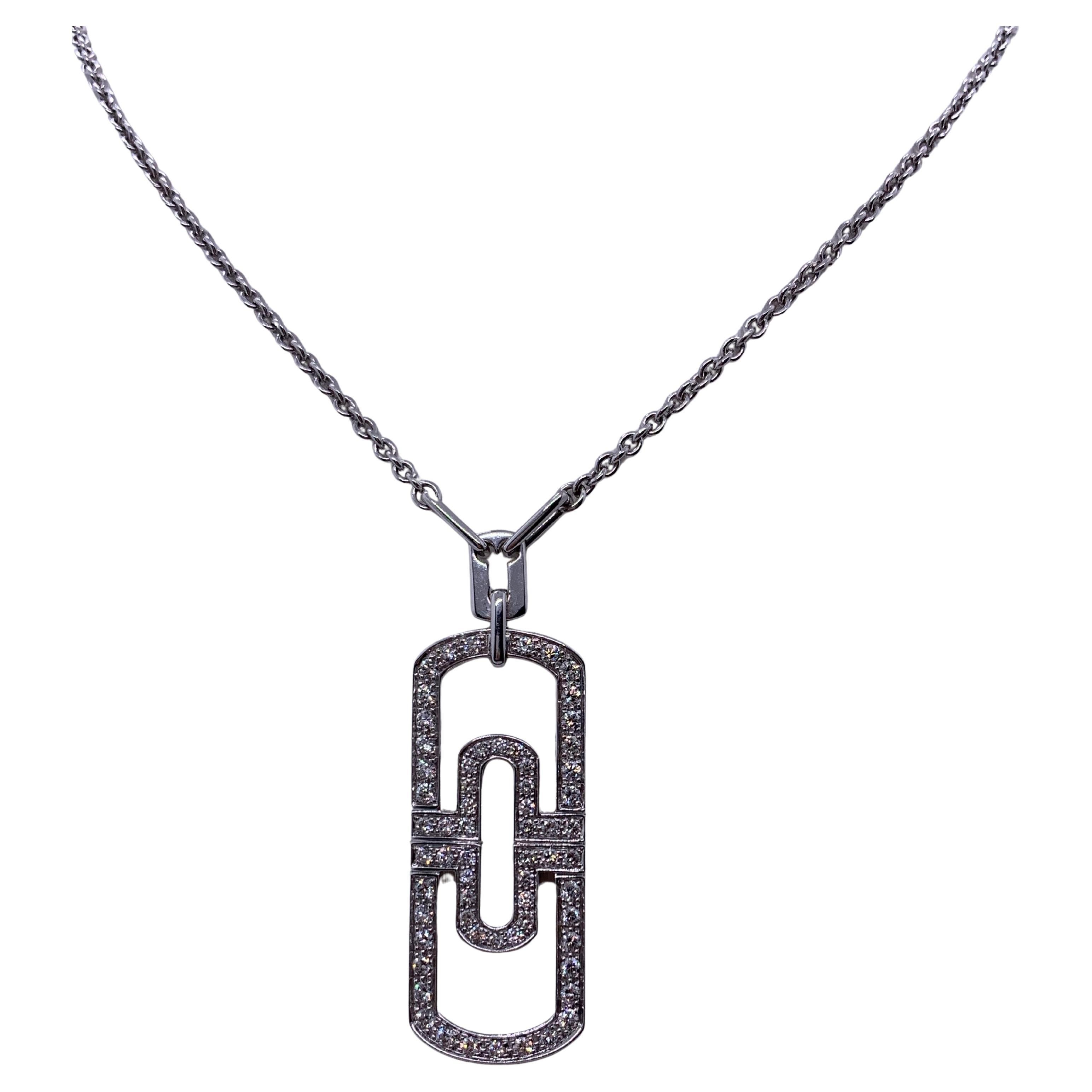 Bvlgari Parentesi Collar Colgante Grande - Oro Blanco 18K, Pavé Completo de Diamantes
