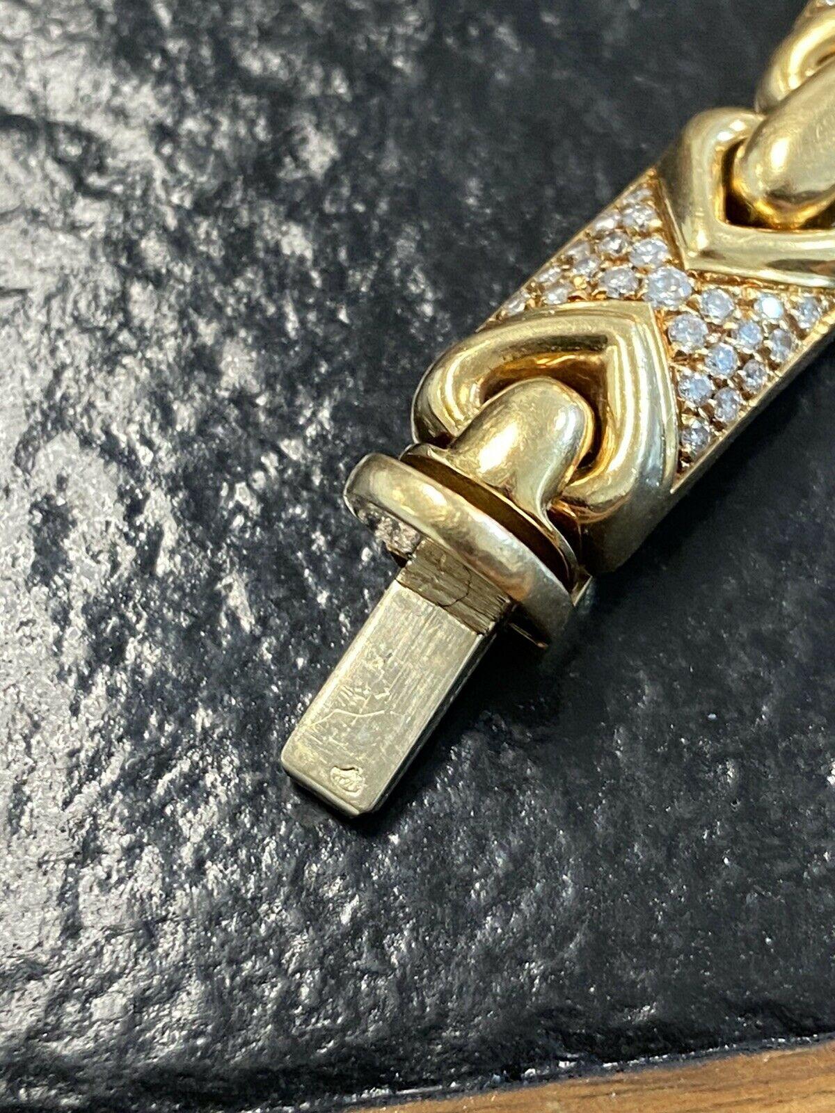 BVLGARI Parentesi Made in France 18k Yellow Gold & Diamond Bracelet Vintage In Excellent Condition In Beverly Hills, CA