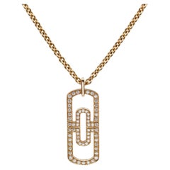 Bvlgari Parentesi Openwork Pave Diamond 18K Rose Gold Long Chain Pendant 