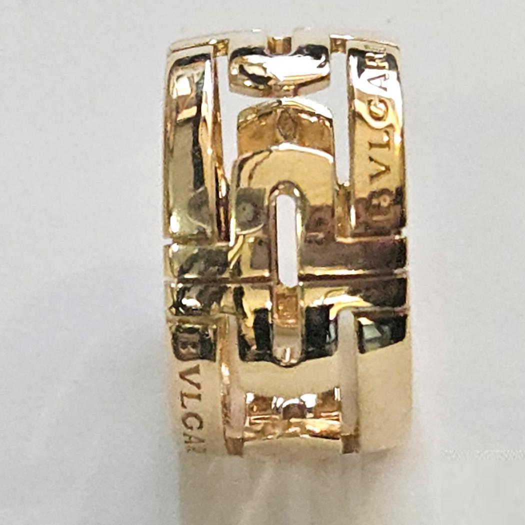 Moderno Bvlgari Parentesi Ring in 18k Yellow Gold, 11mm Band, Size 4.5, 9.8g in vendita