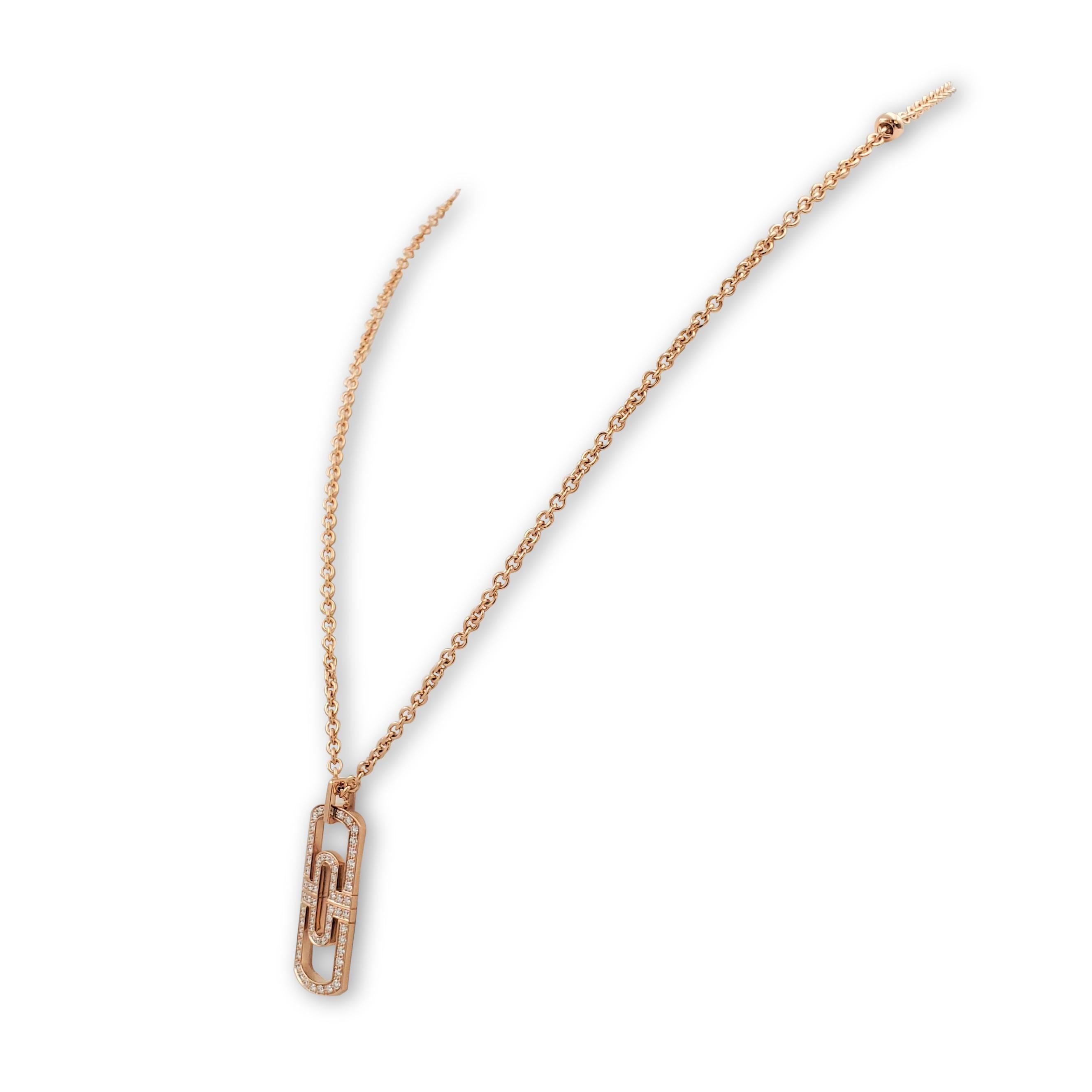 Authentic Bvlgari 'Parentesi' necklace crafted in 18 karat rose gold. The open dog tag shaped pendant is set with an array of pave set high-quality round brilliant cut diamonds weighing an estimated 3.00 carats (F, VS). The necklace is adjustable in