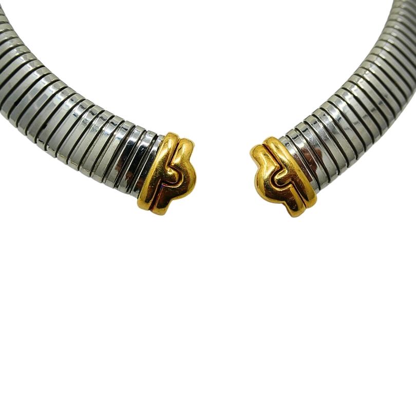 Bvlgari Parentesi Tubogas Collar 18k Gold &  Stainless Steel Necklace 2