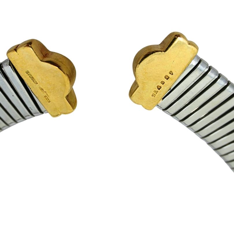 Bvlgari Parentesi Tubogas Collar 18k Gold &  Stainless Steel Necklace 5