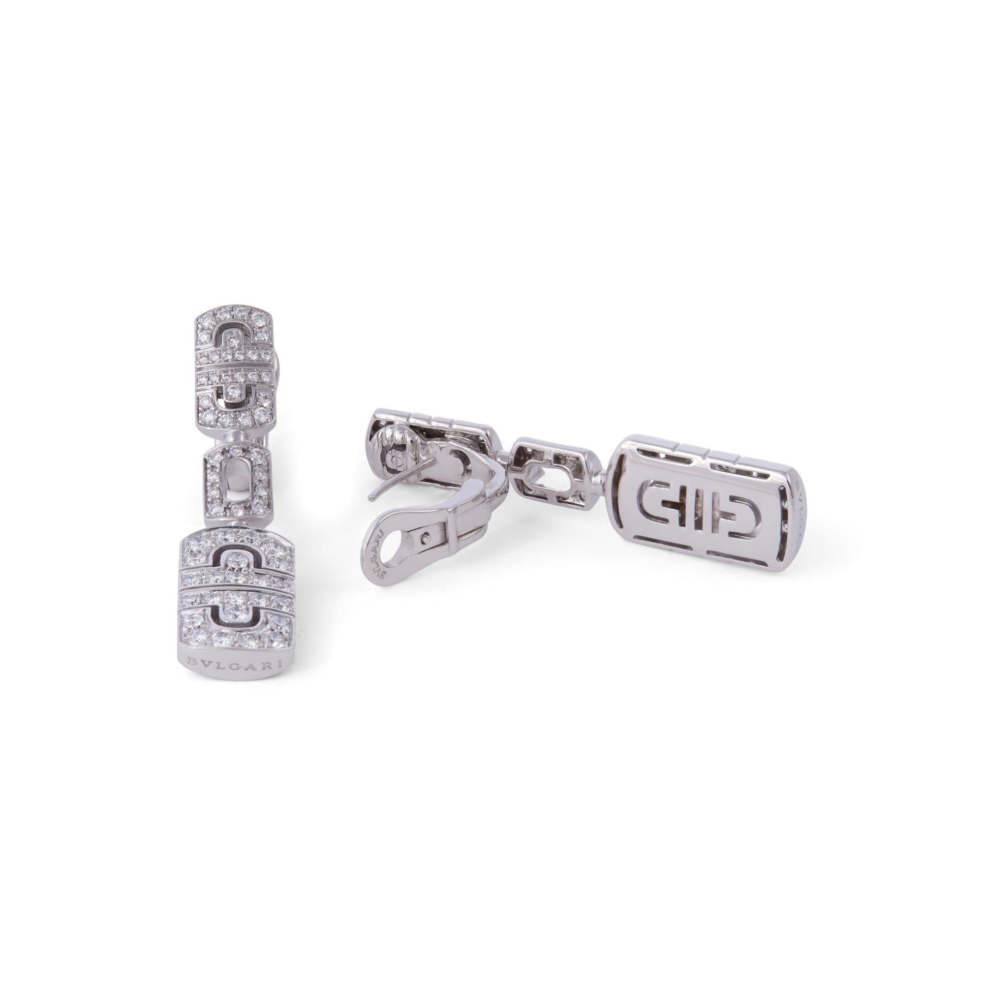 Round Cut Bvlgari 'Parentesi' White Gold and Diamond Earrings
