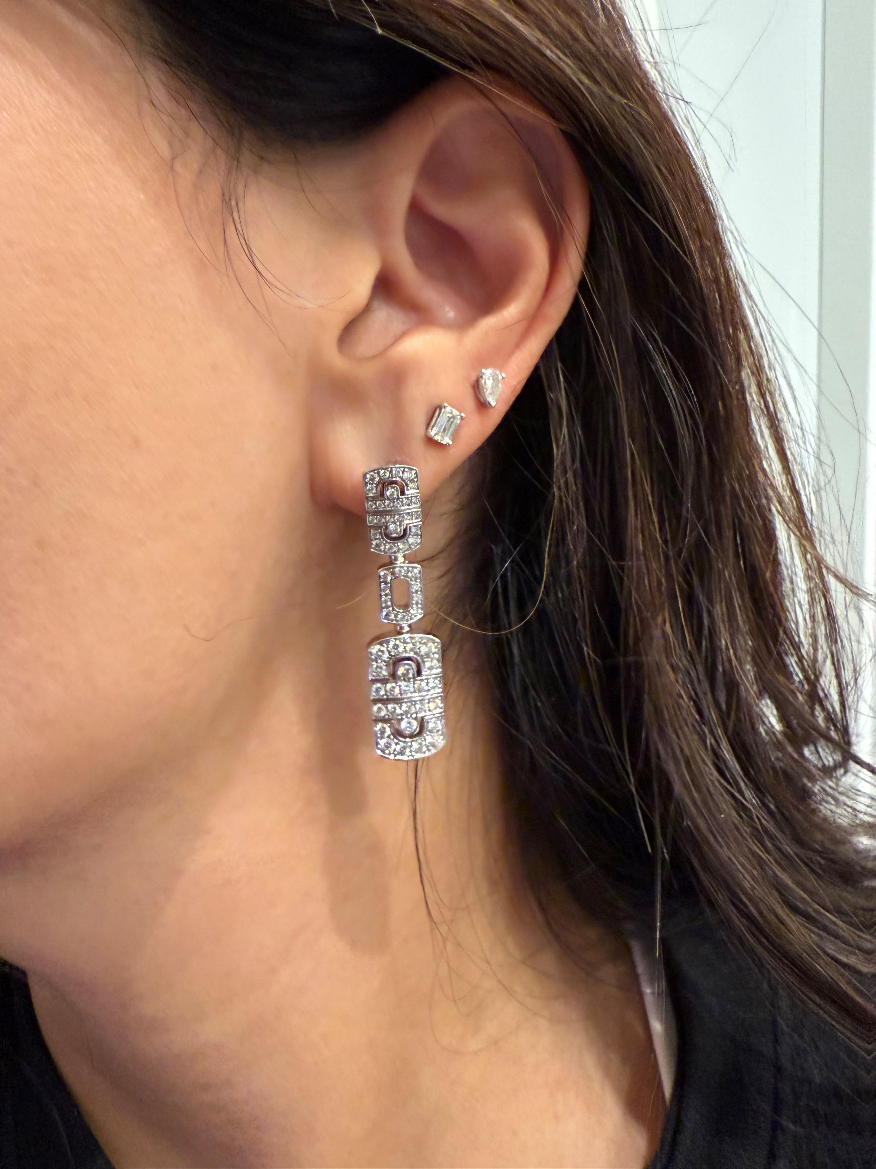 Round Cut BVLGARI Parentesi White Gold and Diamond Earrings with Certificate For Sale