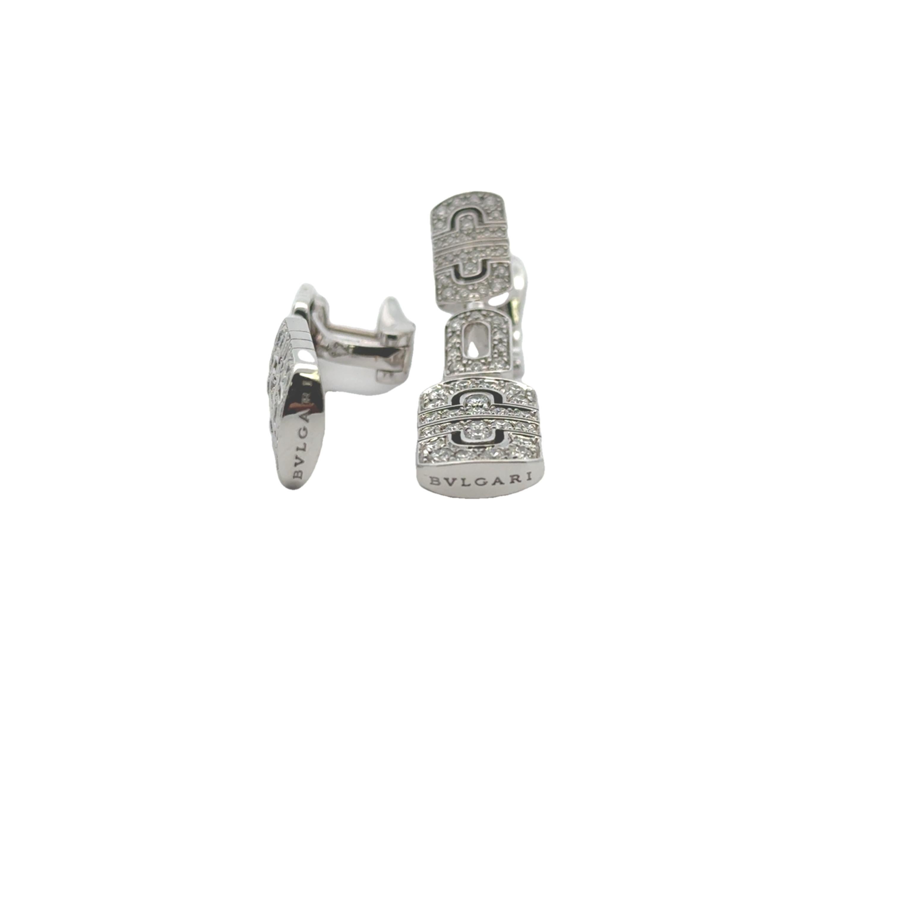 Women's BVLGARI Parentesi White Gold and Diamond Earrings with Certificate For Sale