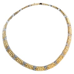 Bvlgari Parentesi 18K Yellow and White Gold Diamond Pave Choker Necklace 