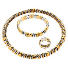 BVLGARI "Parentesi" Yellow, Rose Gold and Steel Demiparure Set 