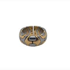 BVLGARI „Parentesi“ Stretch-Ring aus Gelb-, Roségold und Stahl