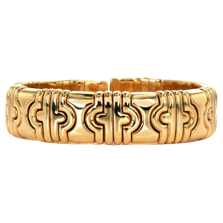 Bvlgari Parenthesis 18k Gold Cuff Bangle Bracelet For Sale at 1stDibs