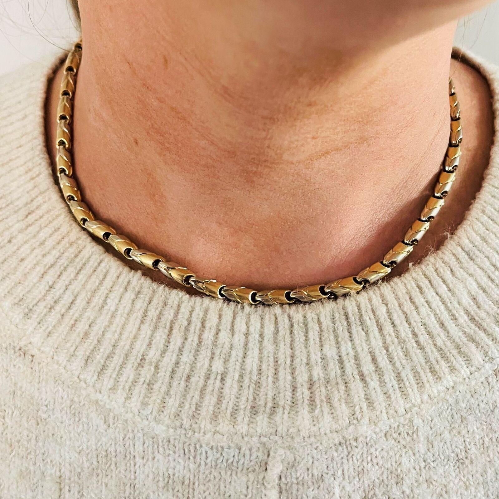 Zweifarbige Halskette von Bvlgari Passo Doppio aus 18 Karat Gelb- und Weißgold für Damen 6
