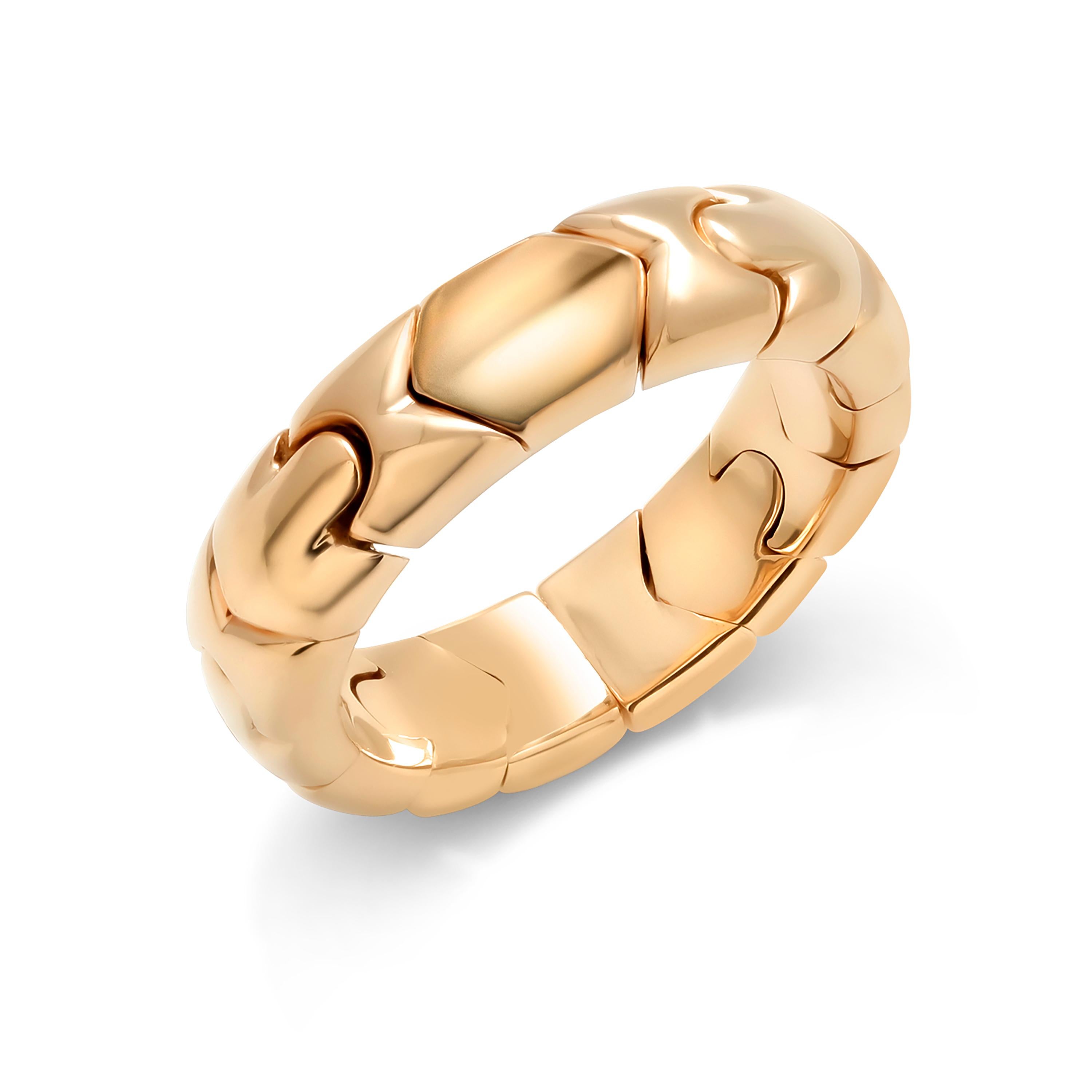 Contemporary Bvlgari Passo Doppio Collection 18 Karat Gold Band Ring Finger Size 9 For Sale