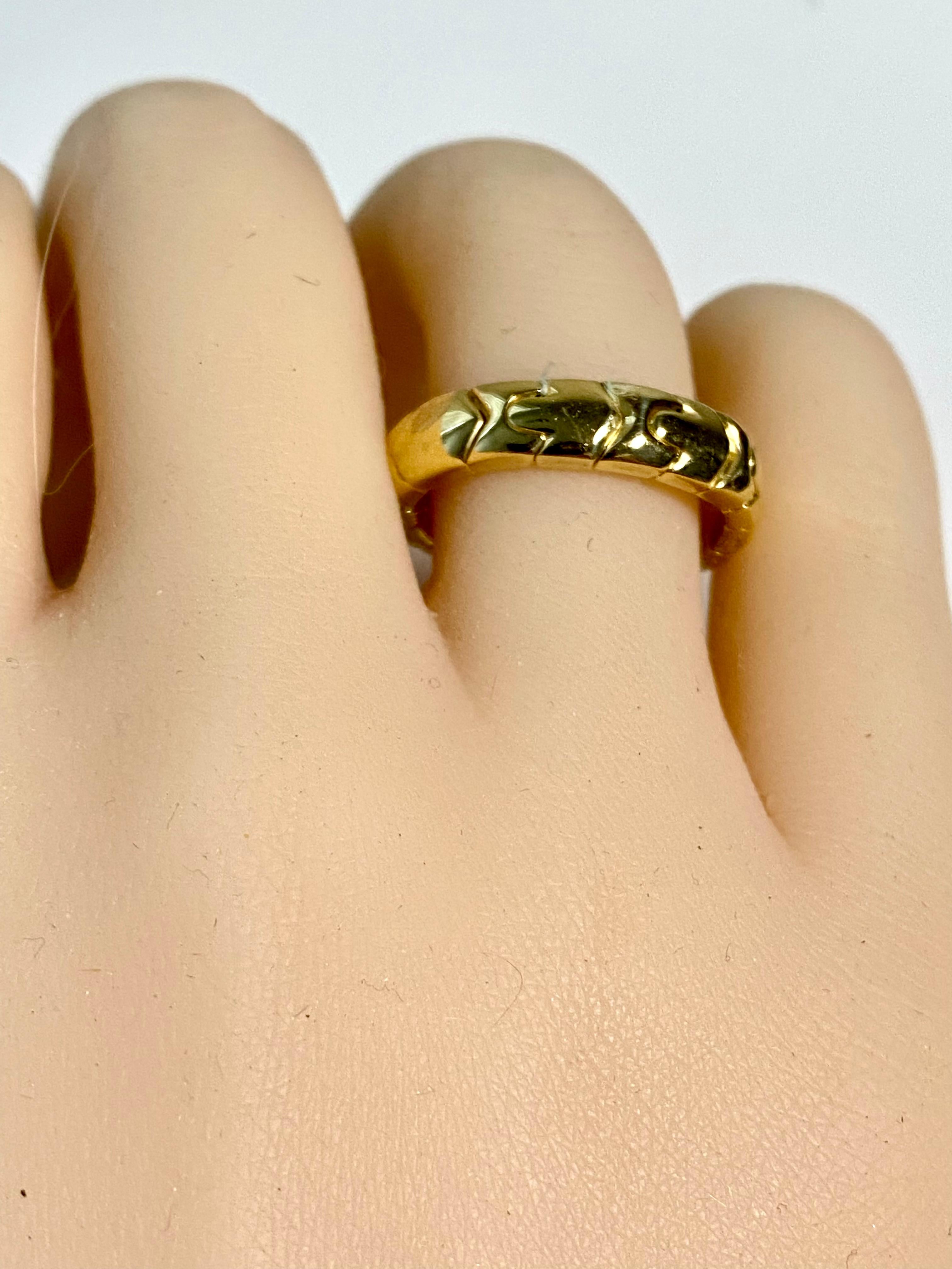 Bvlgari Passo Doppio Collection 18 Karat Gold Band Ring Finger Size 9 In Good Condition For Sale In New York, NY