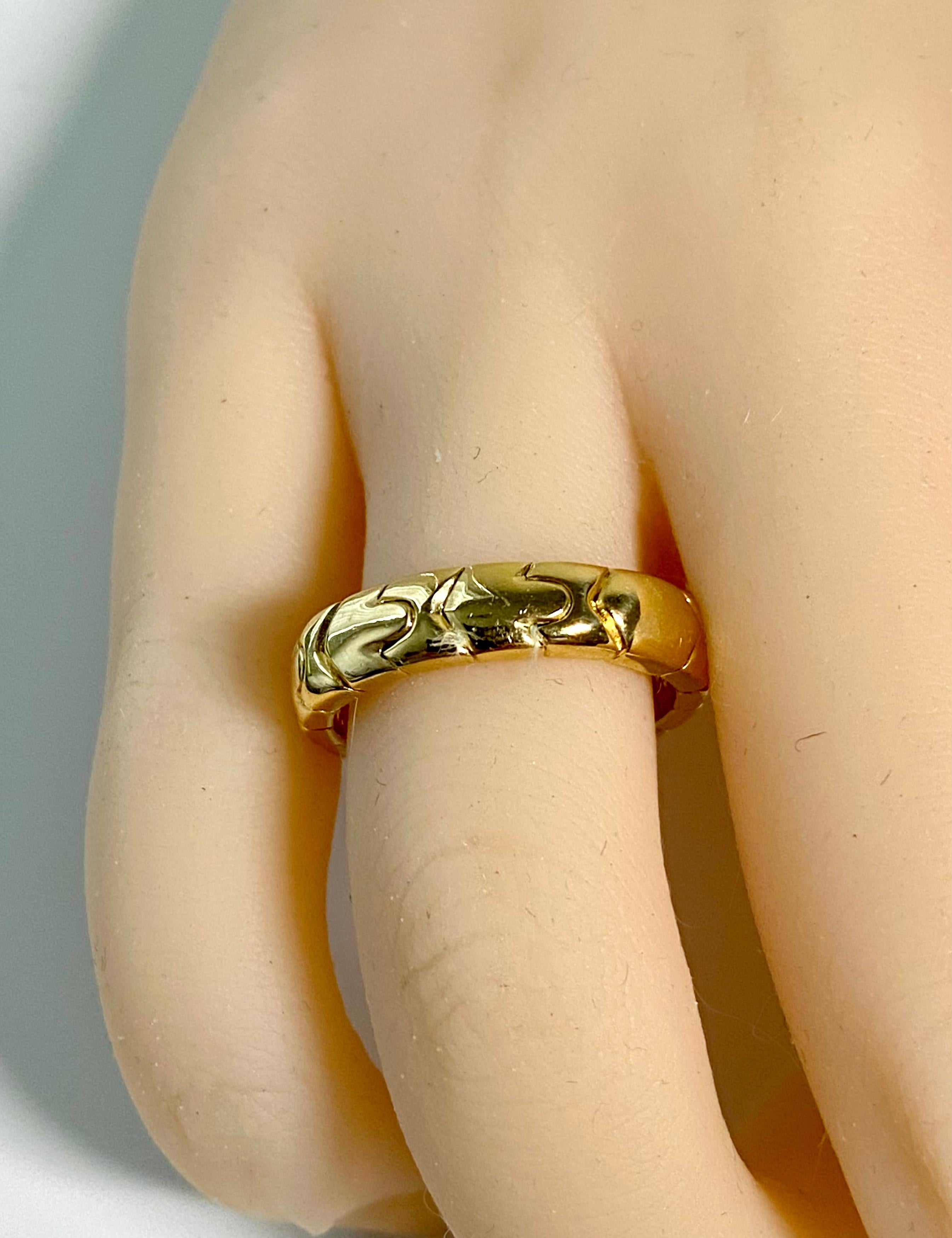 Bvlgari Passo Doppio Collection 18 Karat Gold Band Ring Finger Size 9 For Sale 3