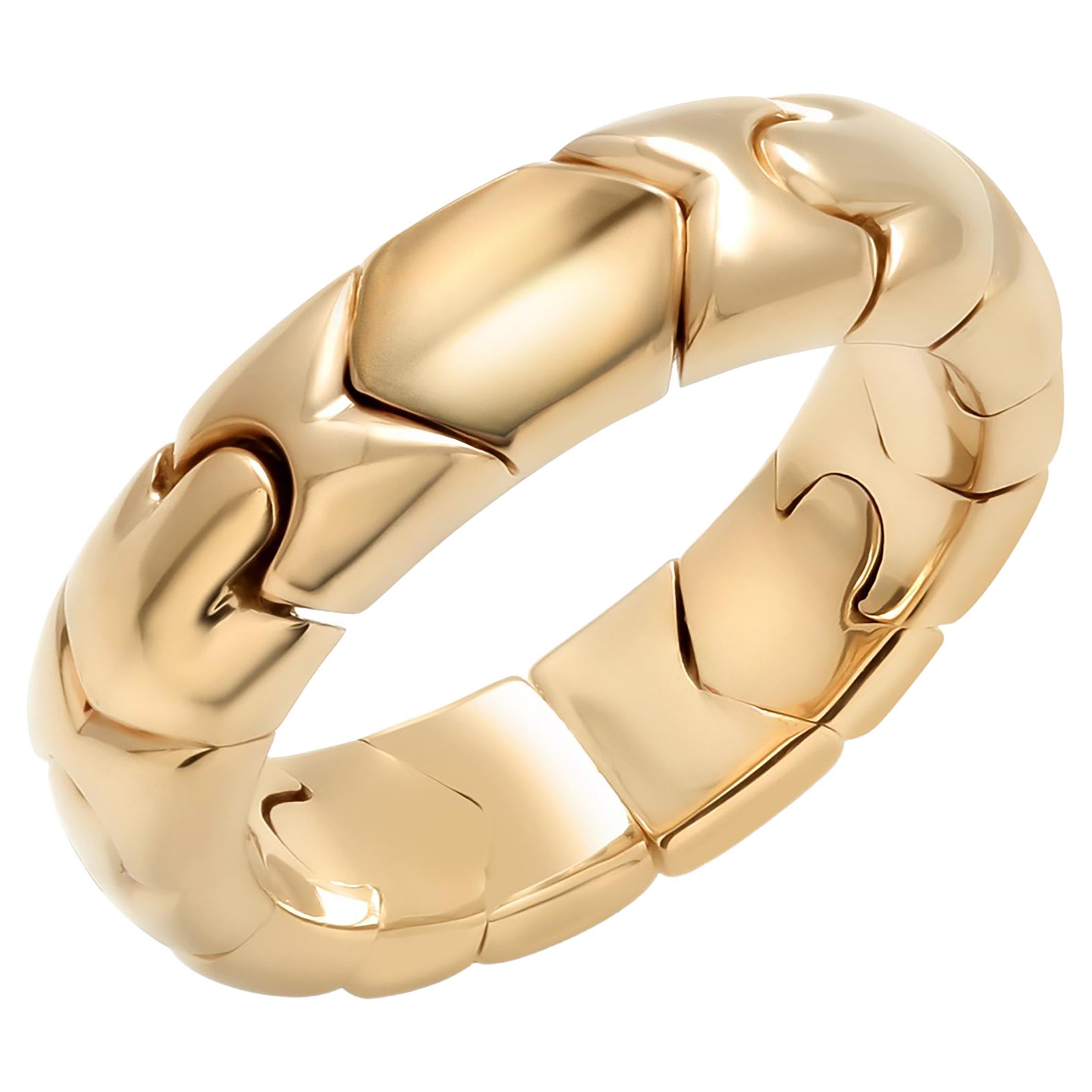 Bvlgari Passo Doppio Collection 18 Karat Gold Band Ring Finger Size 9 For Sale