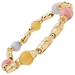 Bvlgari 'Passo Doppio' Gold and Agate Bracelet