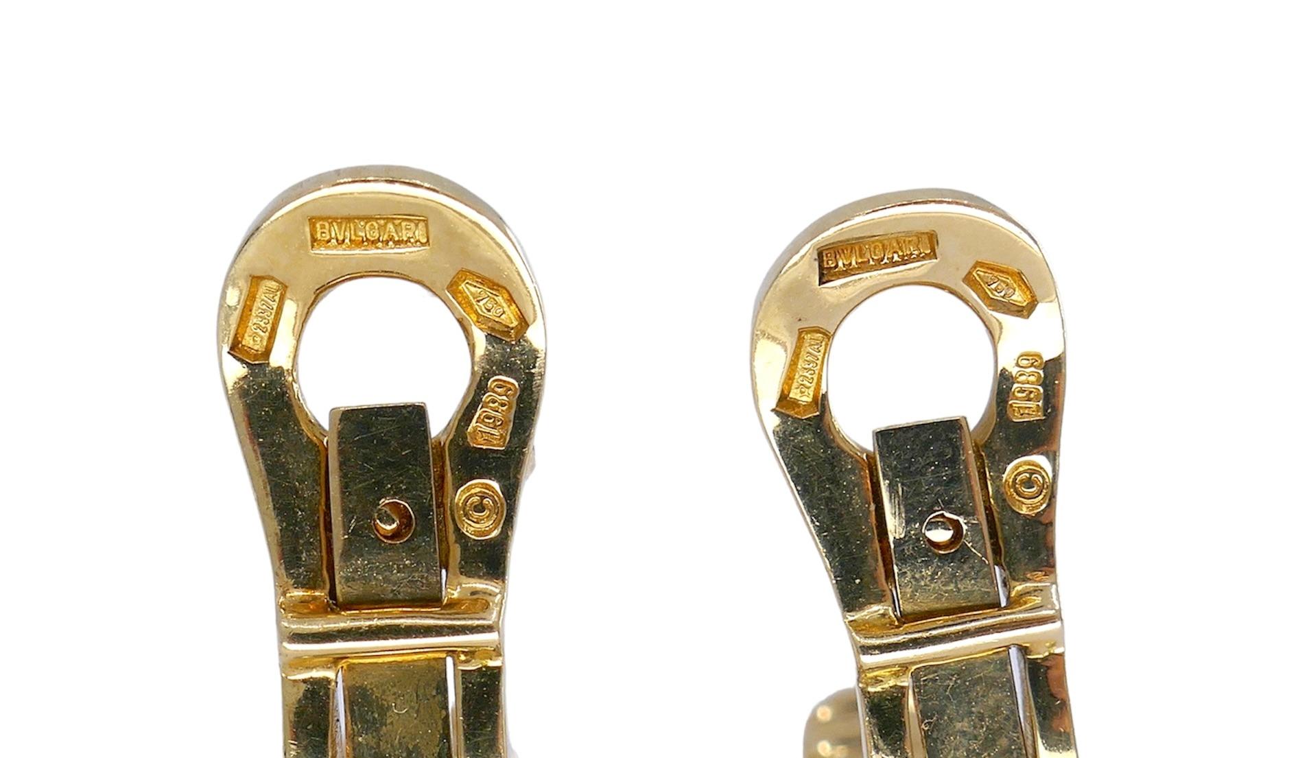 Women's Bvlgari Passo Doppio Tri-tone 18k Gold Earrings For Sale