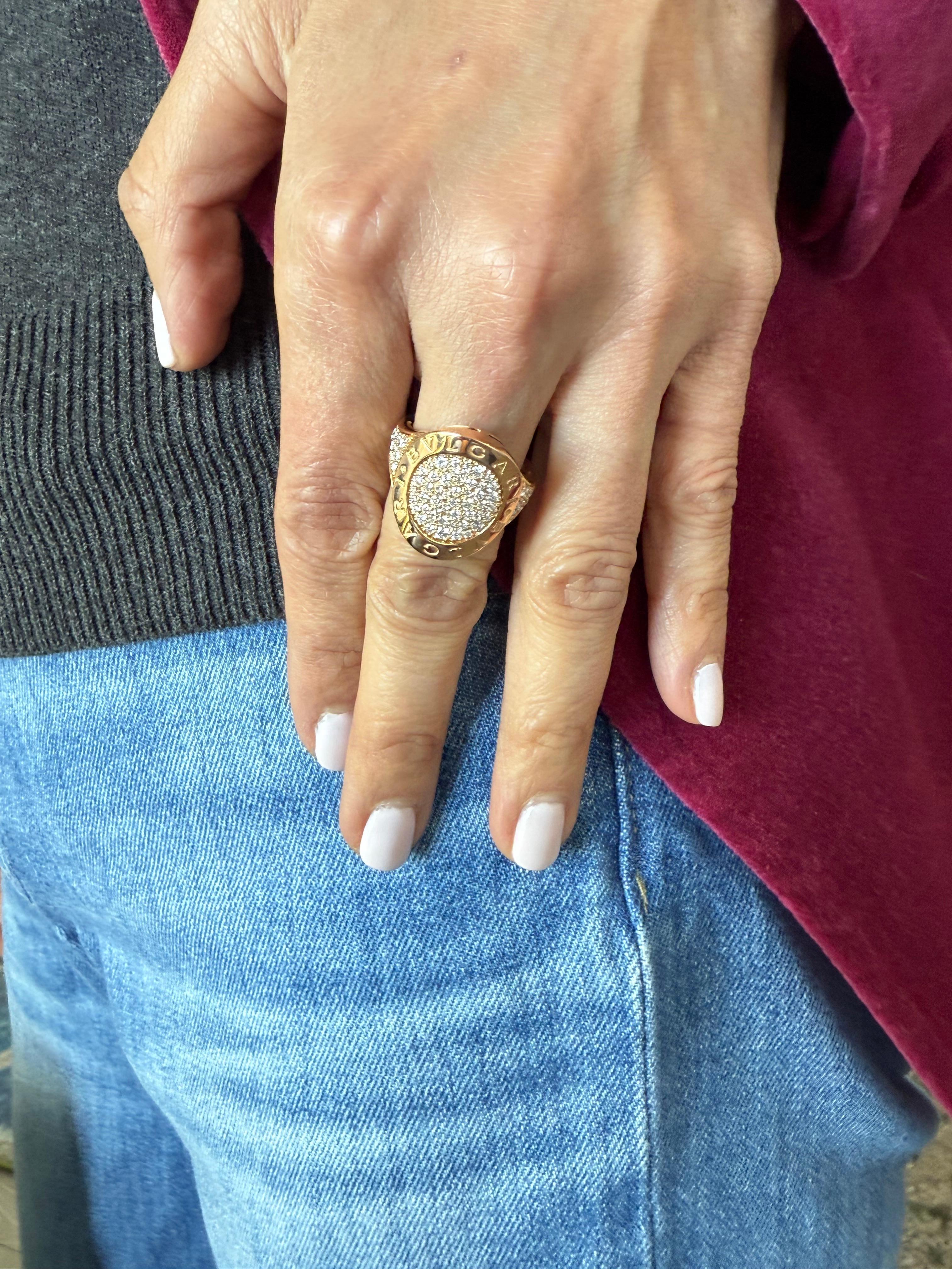 Bvlgari Pave Diamond Ring Rose Gold 18k For Sale 12