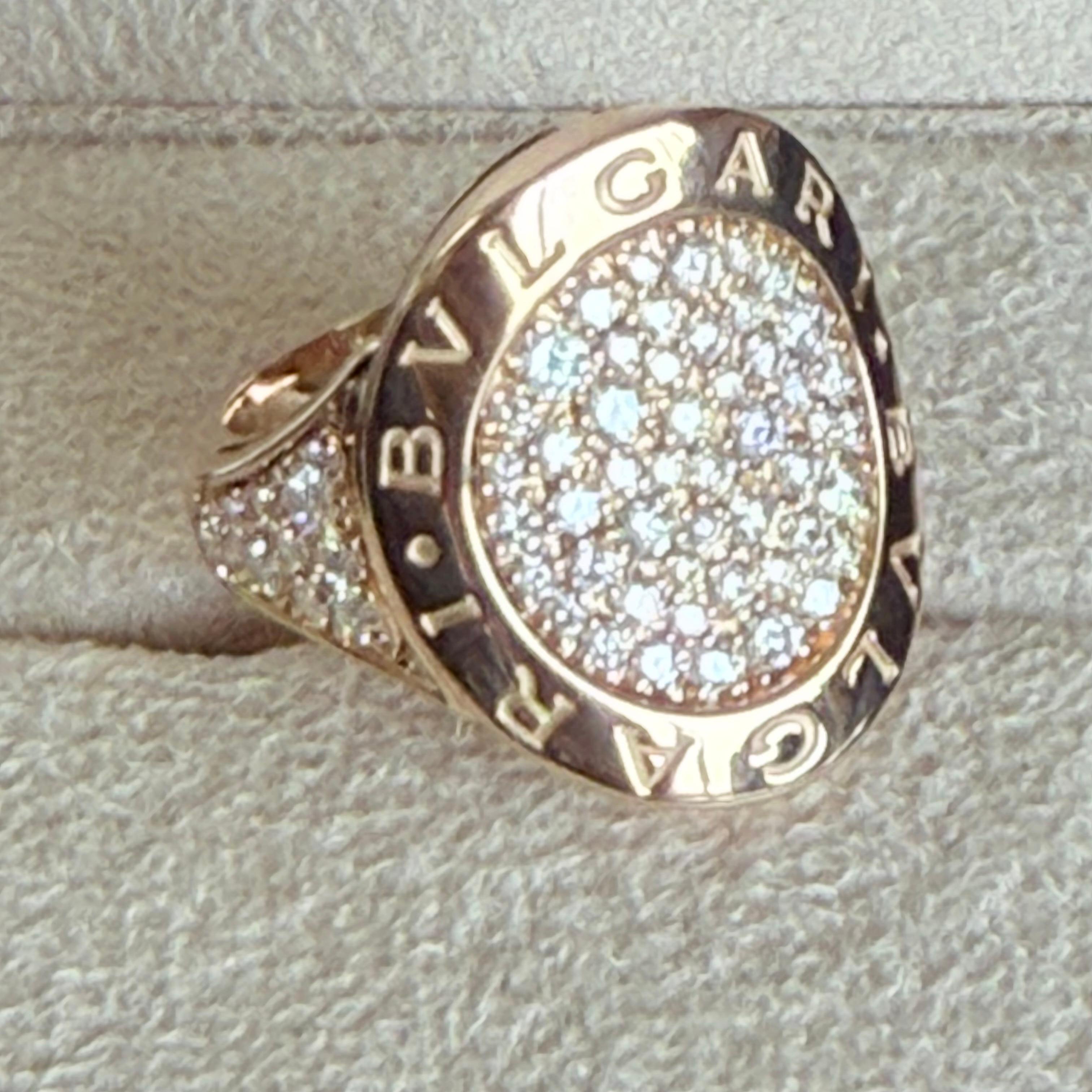 Bvlgari Pave Diamond Ring Rose Gold 18k For Sale 1